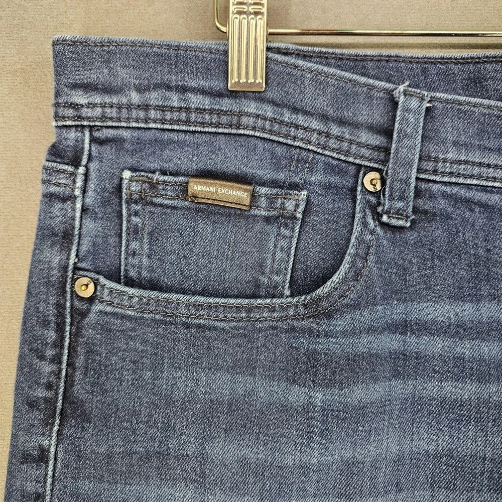 Armani Exchange J13 Jeans Mens 36x31 Blue Slim Straight Stretch Denim Pants